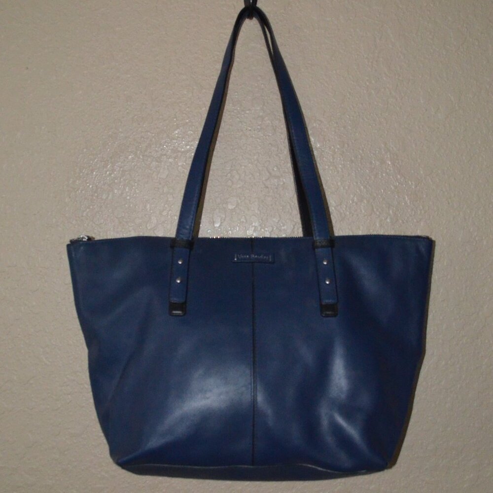 Vera Bradley Gallatin Moonlight Navy Leather Handbag Tote Bag